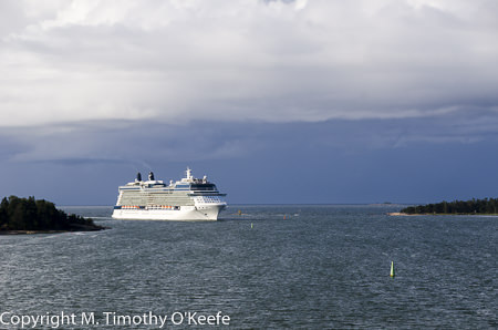 cruise ship at helsinki harbor entrance