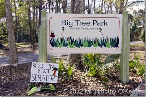 The Senator Big Tree Park Rest in Peace Senator Sign, Longwood, Florida