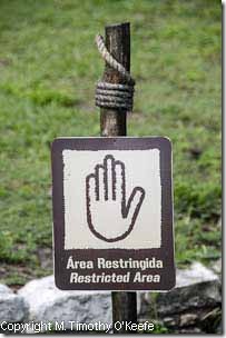Restricted area sign, Tulum Maya ruins, Riviera Maya, Mexico
